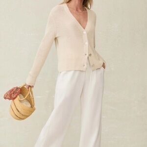 Faherty, Miramar Linen Cardigan - Summer Sand, XL, EUC